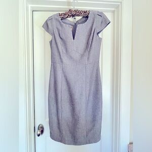 Elegant Blue Cap Sleeve Dress with Faux Pearl Detail size 6